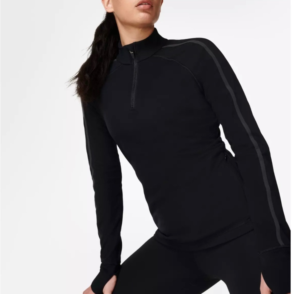 Sweaty Betty Thermodynamic Reflective Half-Zip Running Top in Black
